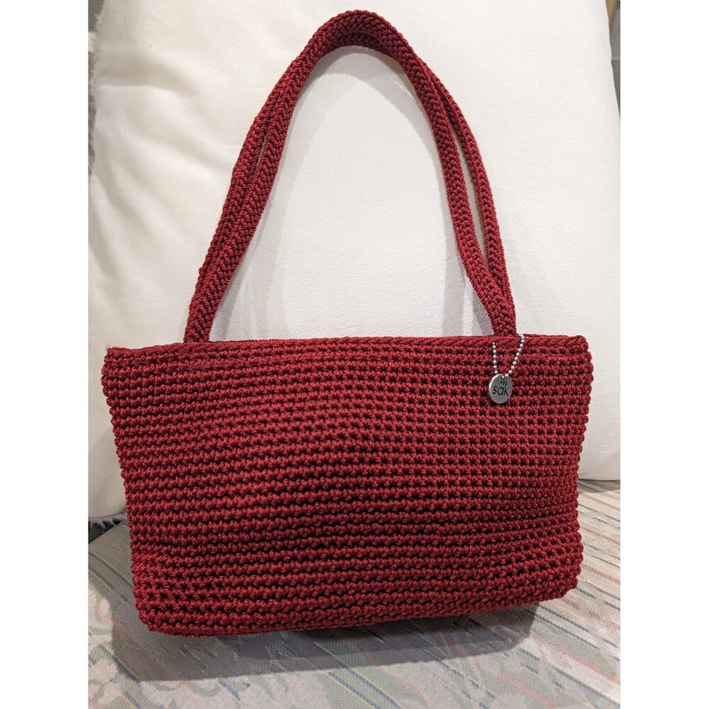 The Sak Women's Crochet Woven Handbag Purse Red Bag Braided